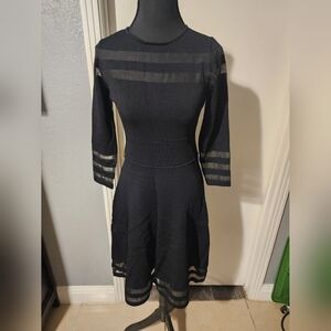 Eliza J black long sleeve mesh panel dress. Size s